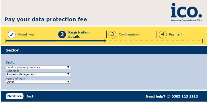 Screenshot for example landlord ICO registration