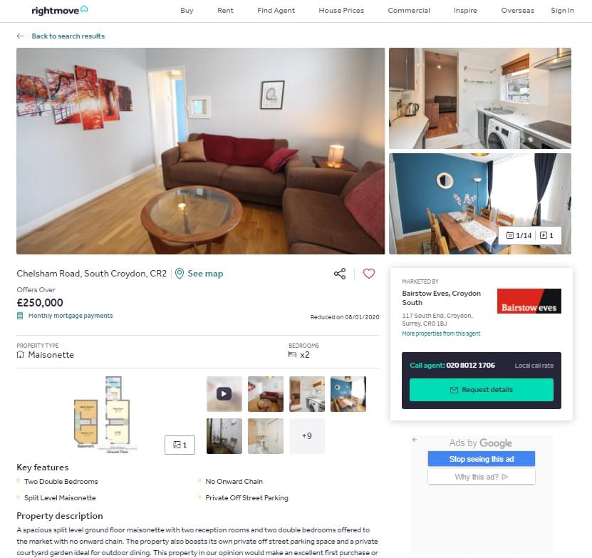 New Rightmove page layout