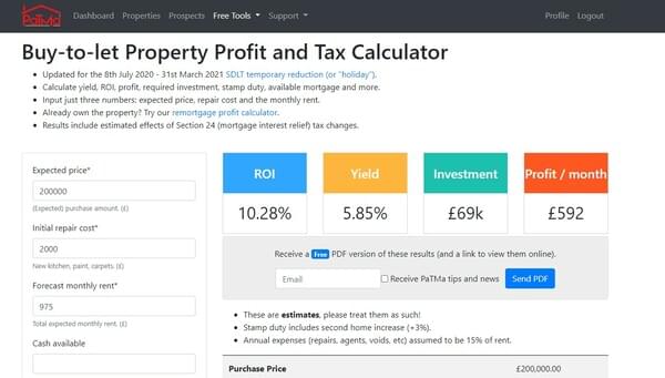 Buy to Let Property Profit and Tax Calculator