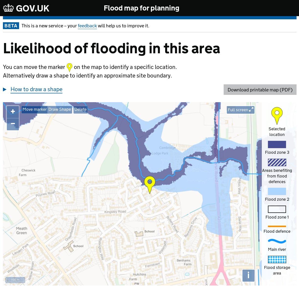 Environment Agency Floodrisk screenshot
