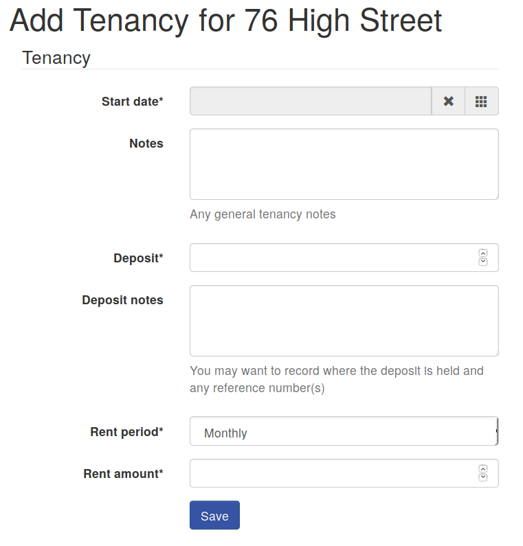 Add tenancy screen