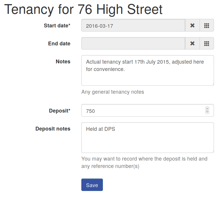 Tenancy edit form