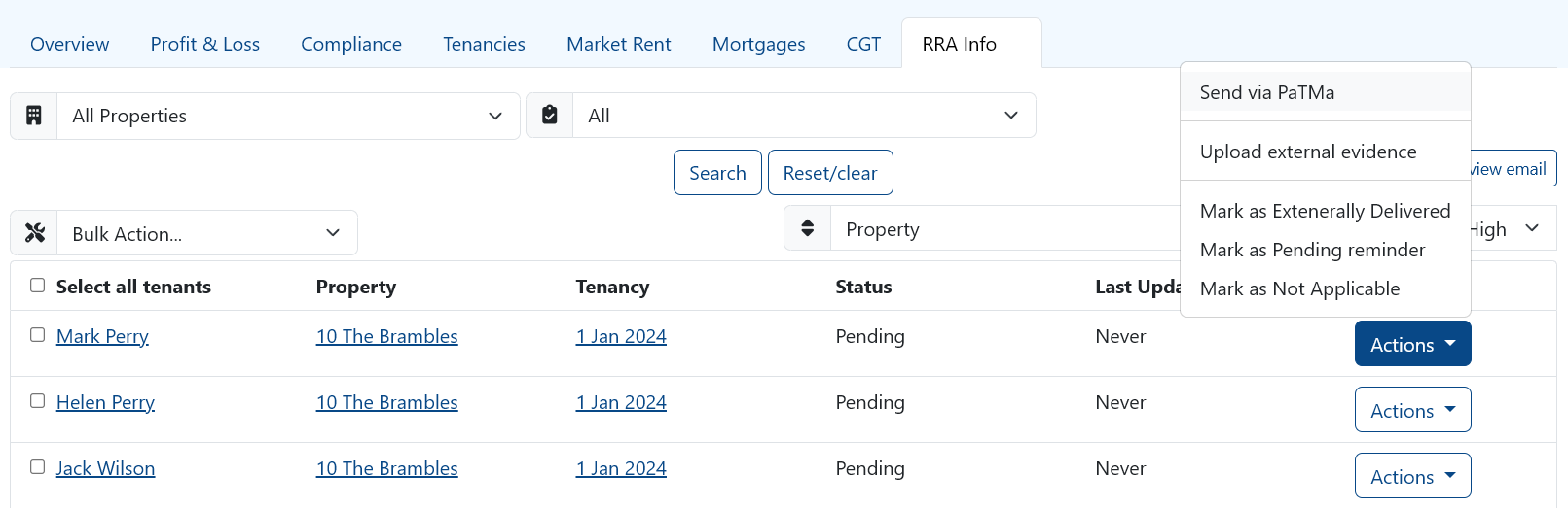 Renters Rights Act Action Menu