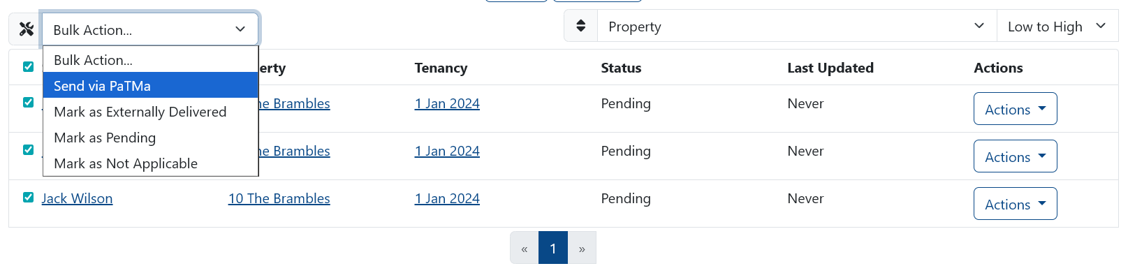 Renters Rights Act Bulk Action Menu