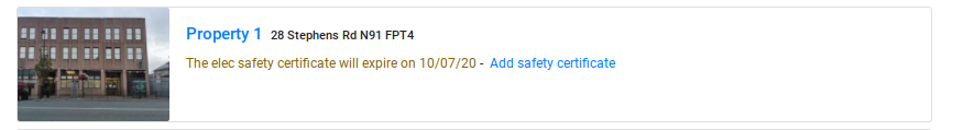 Example safety certificate expiry notice