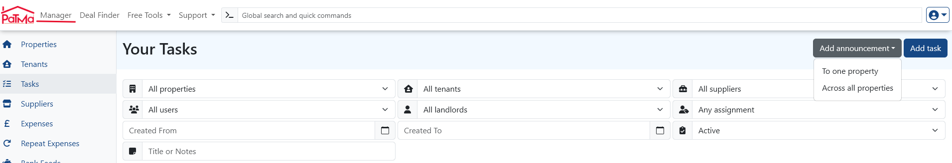 Tasks Page