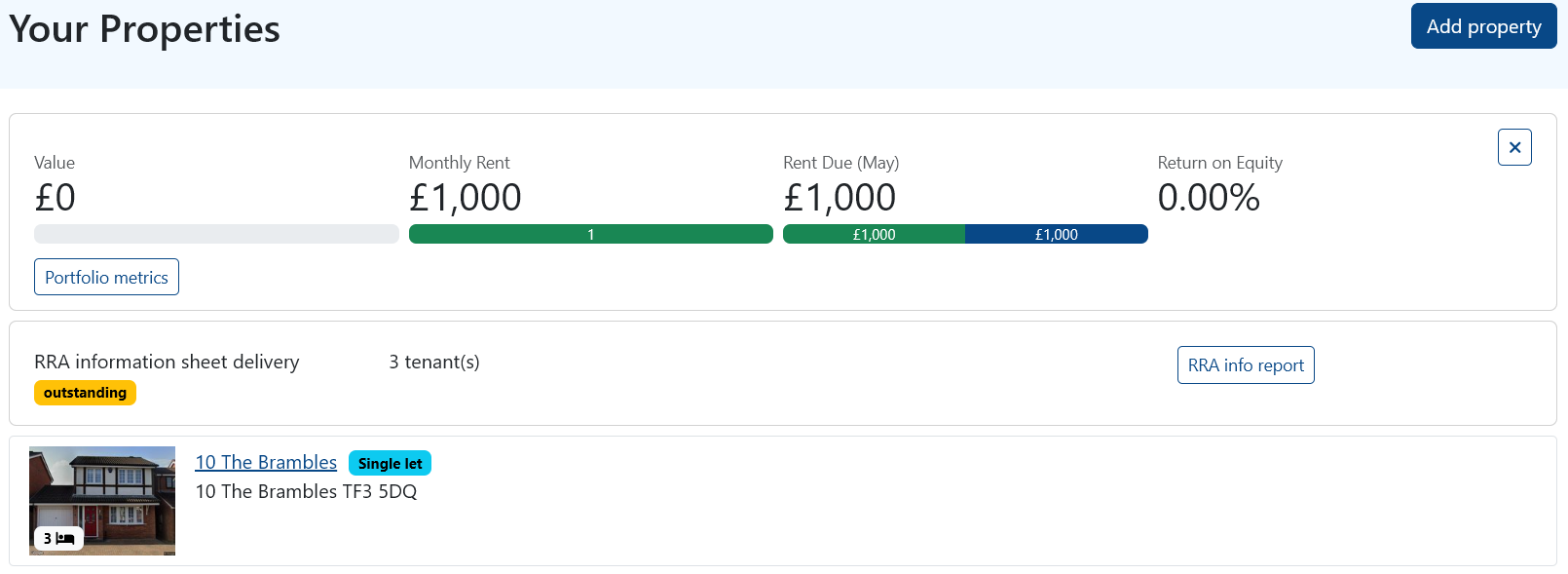 Your Properties Dashboard