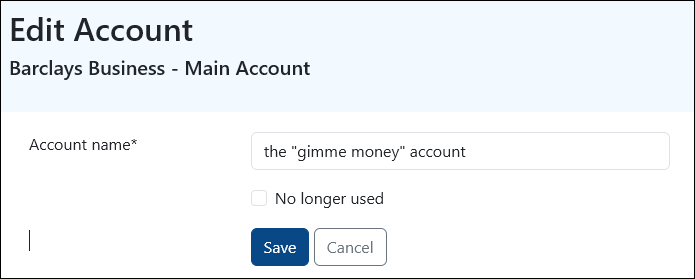 edit bank account form