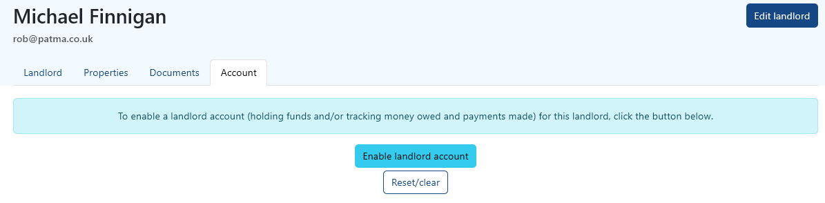 Landlord Settings