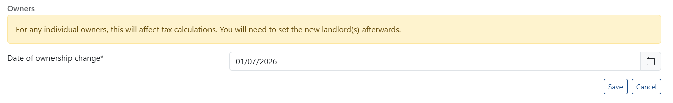 Ownership Change Date Selection