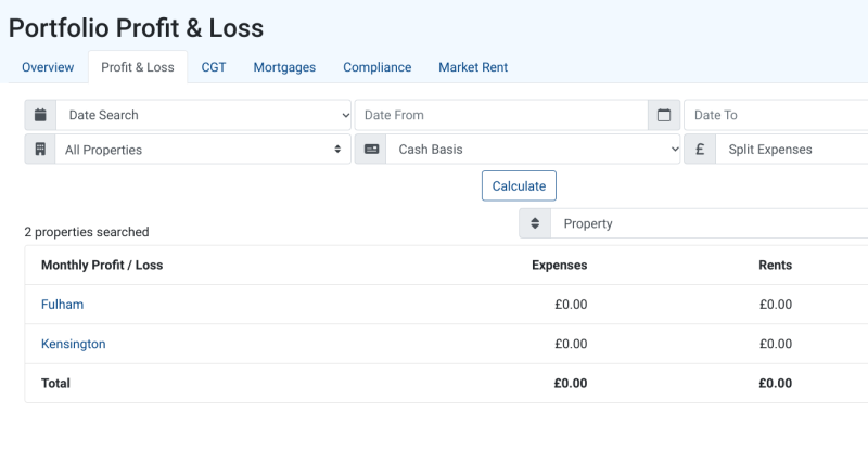 Profit report screenshot