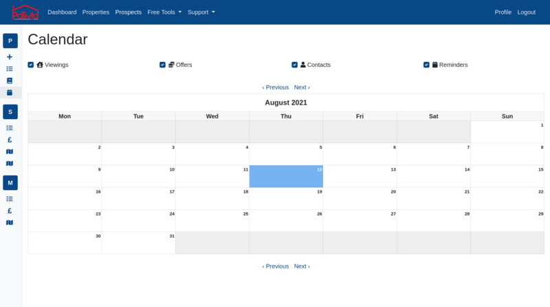 Prospect CRM calendar screenshot