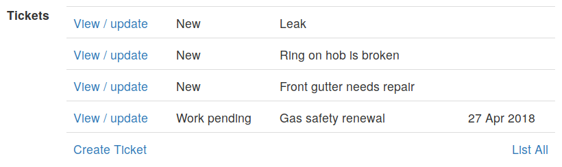 Tickets summary screenshot